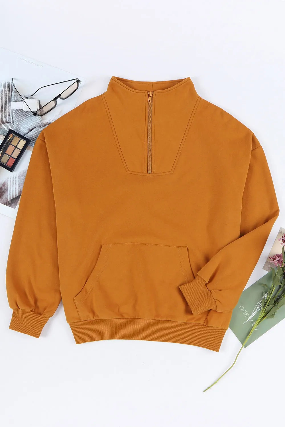 Quarter Zip Dropped Shoulder Sweatshirt (10)