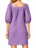 Square Neck Puff Sleeve Mini Dress (31)