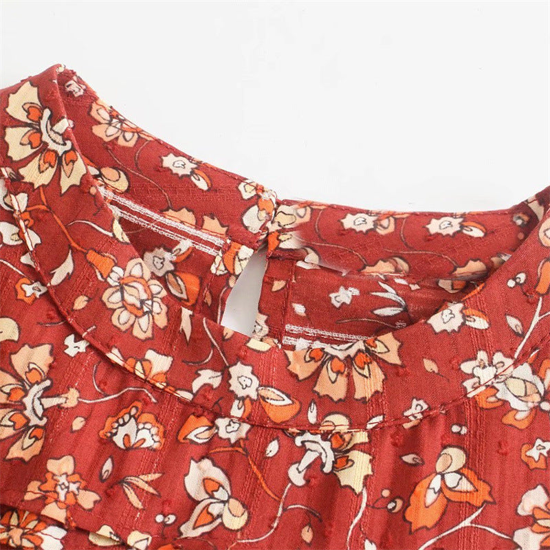 Printed Long Sleeve High Waist Dress photo 4
