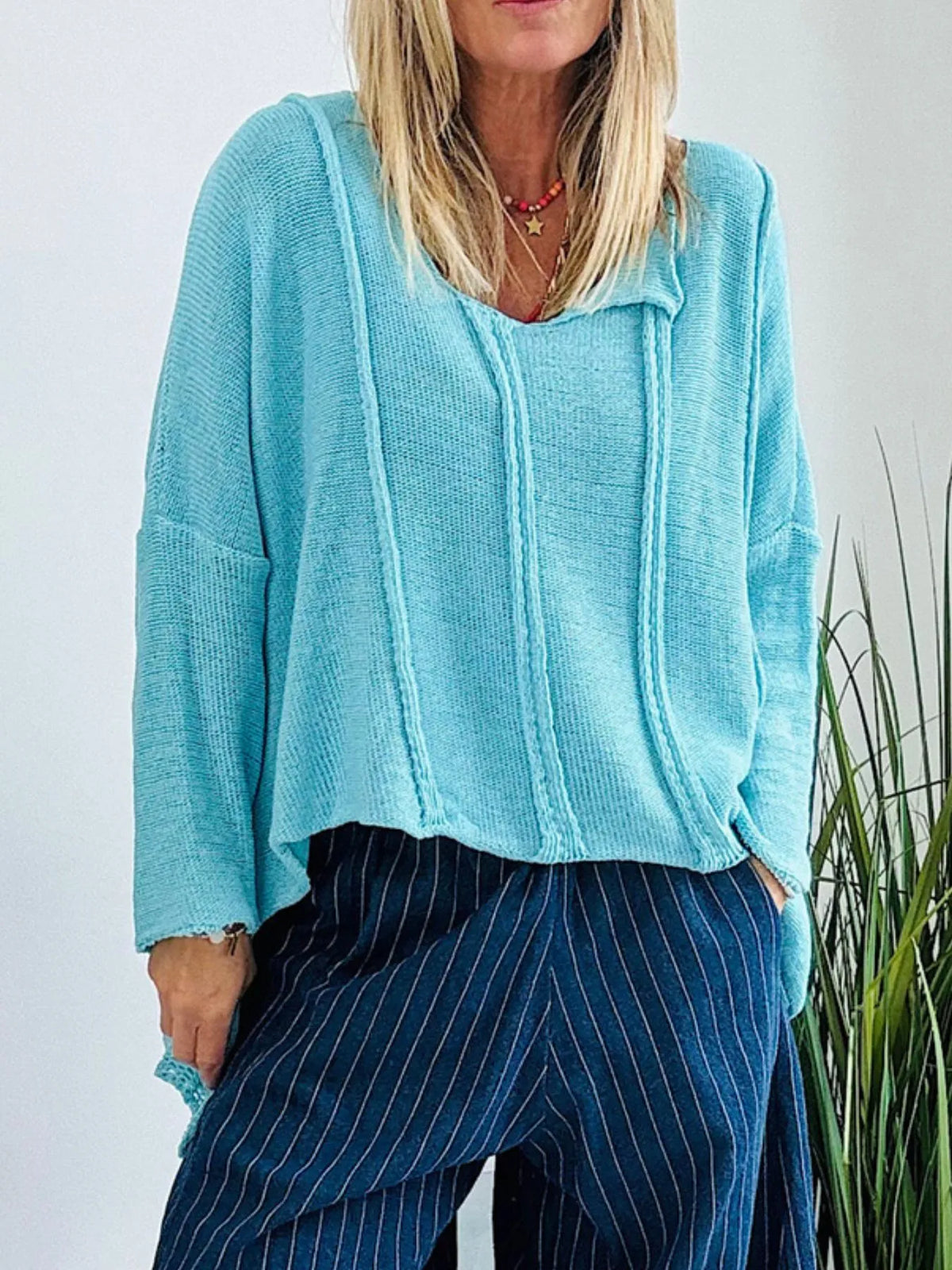 High-low Drop Shoulder Sweater