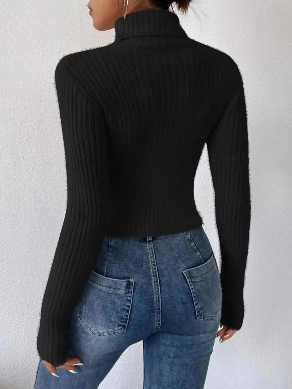 Ribbed Turtleneck Long Sleeve Sweater (14)