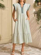 Striped Ruffle Sleeve Midi Dress (15)