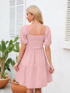 Swiss Dot Smocked Square Neck Dress (11)