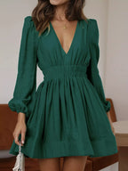 V-neck Long Sleeve Mini Dress (14)