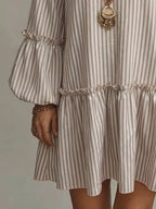 Full Size Striped Balloon Sleeve Mini Dress Plus (9)