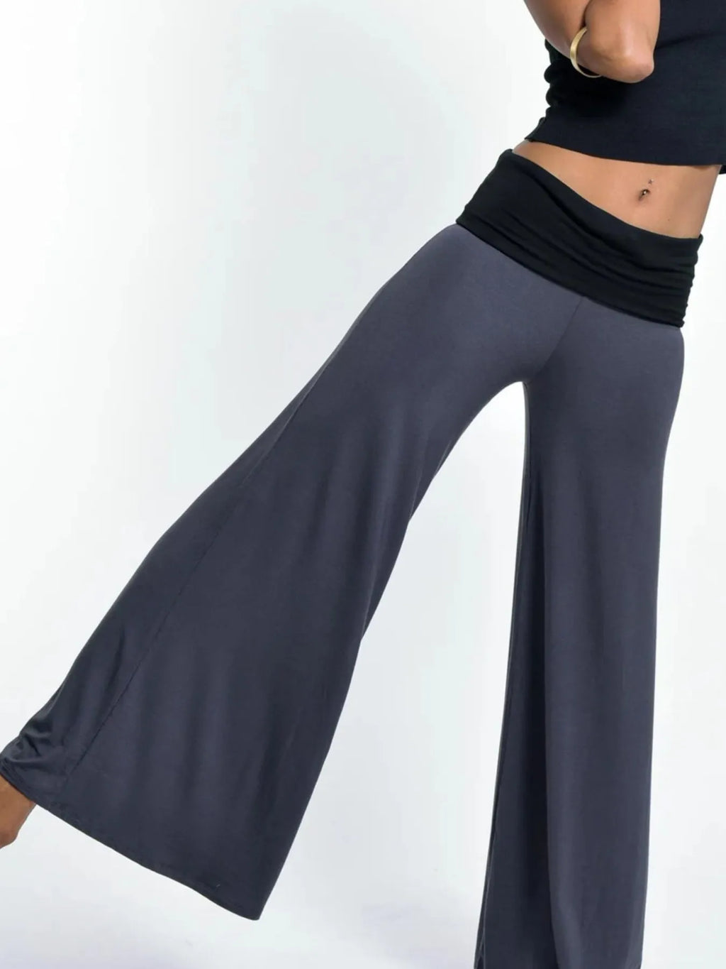 High Waisted Wide Leg Yoga Pants Contrast Waistband (22)