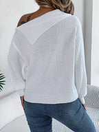 Off-shoulder Cable Knit Sweater (3)