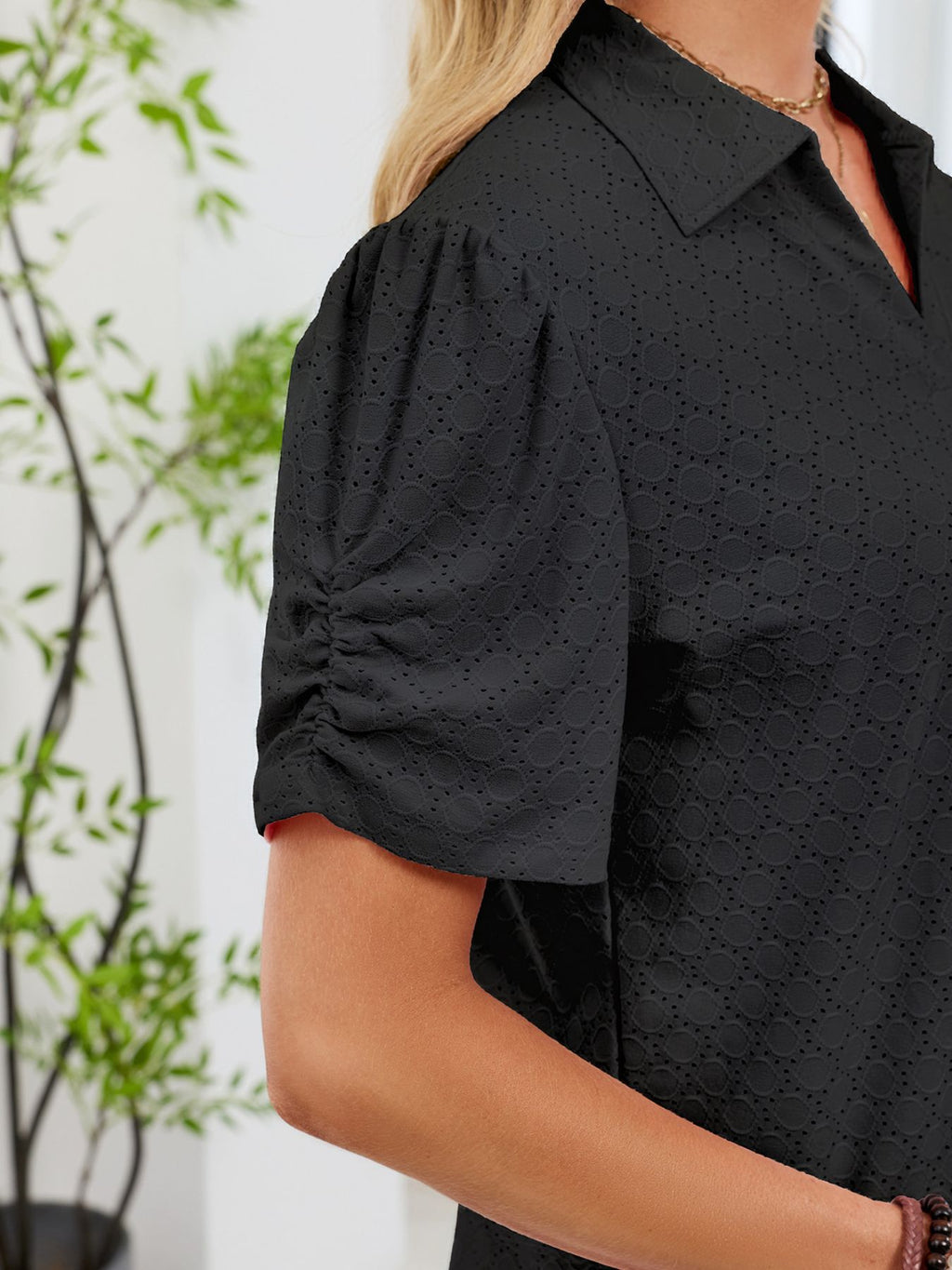 Eyelet Short Sleeve Blouse (8)