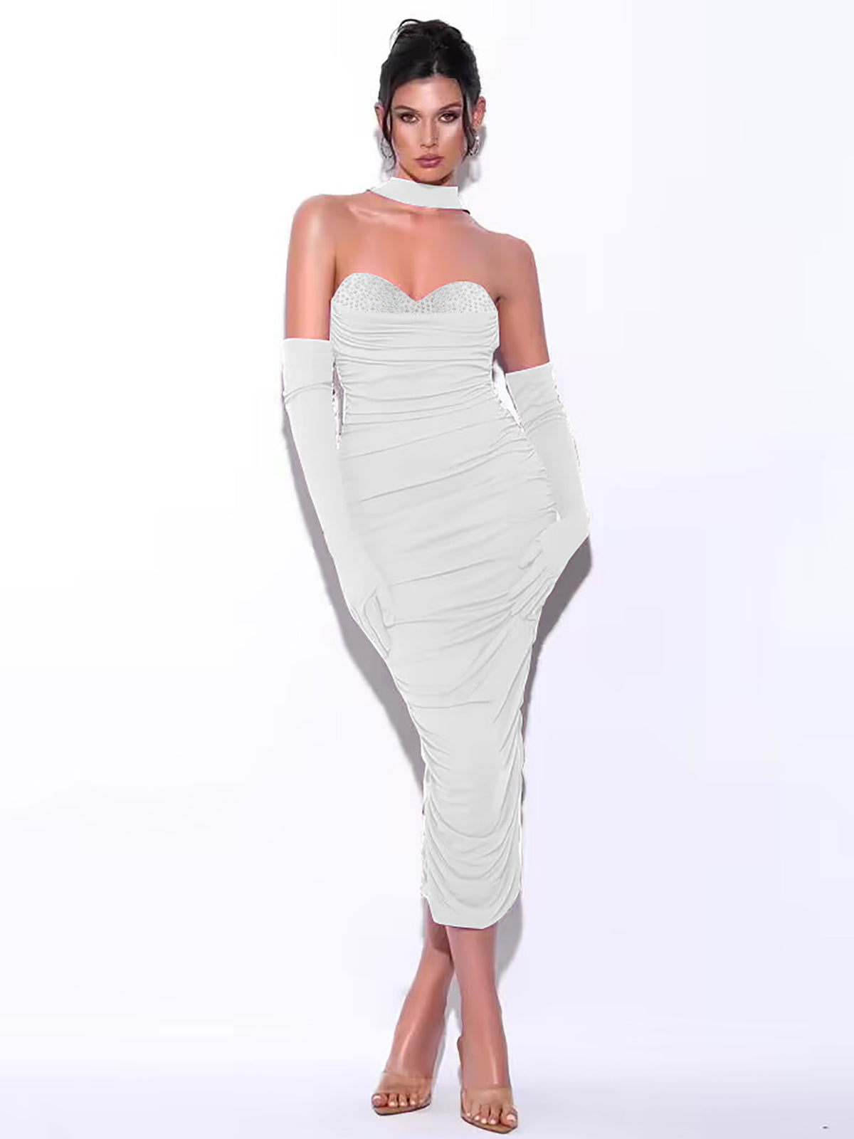 Mesh Stitching Bandage Suspender Dress photo 1