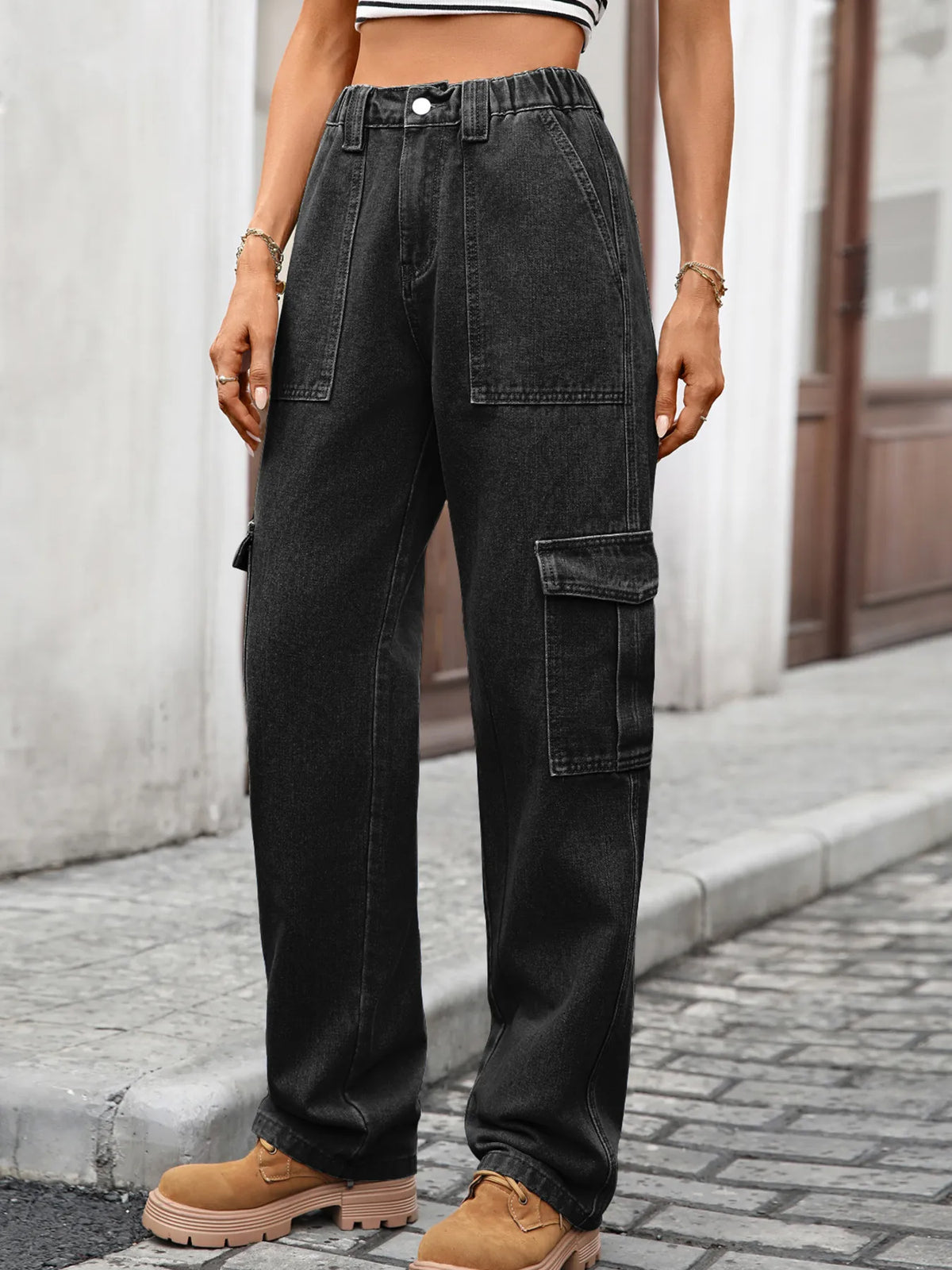 High-waisted Cargo Jeans (13)