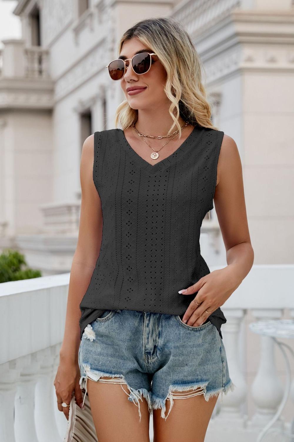Eyelet V-neck Tank (13)