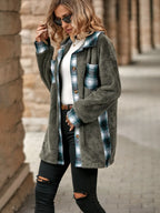 Plaid Contrast Dropped Shoulder Coat (11)