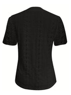 Openwork Notched Short Sleeve Top (5)
