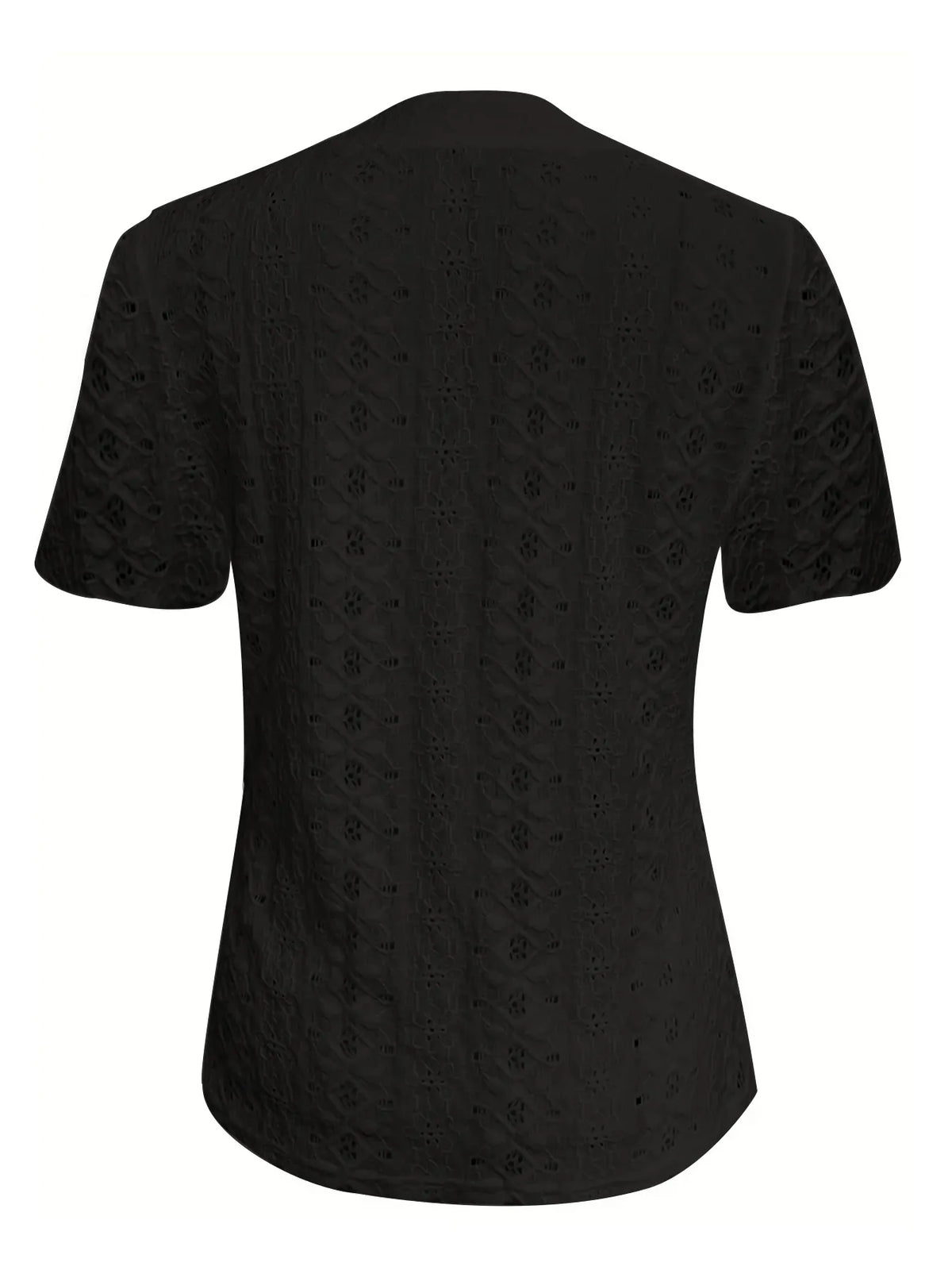 Openwork Notched Short Sleeve Top (5)