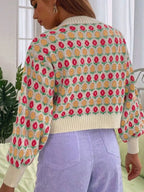 Floral Button Up Long Sleeve Cardigan (2)