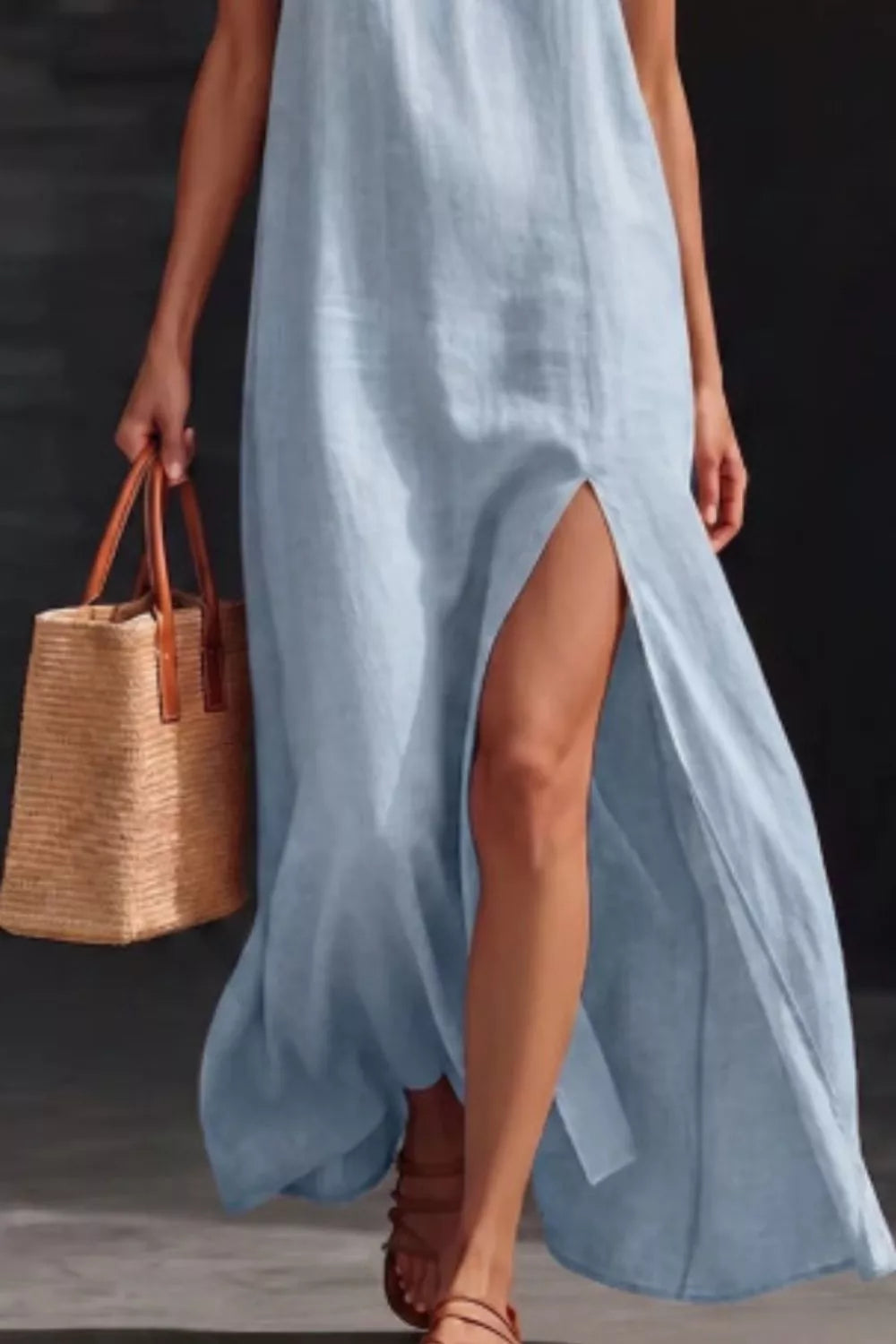 Slit V-neck Maxi Dress (6)