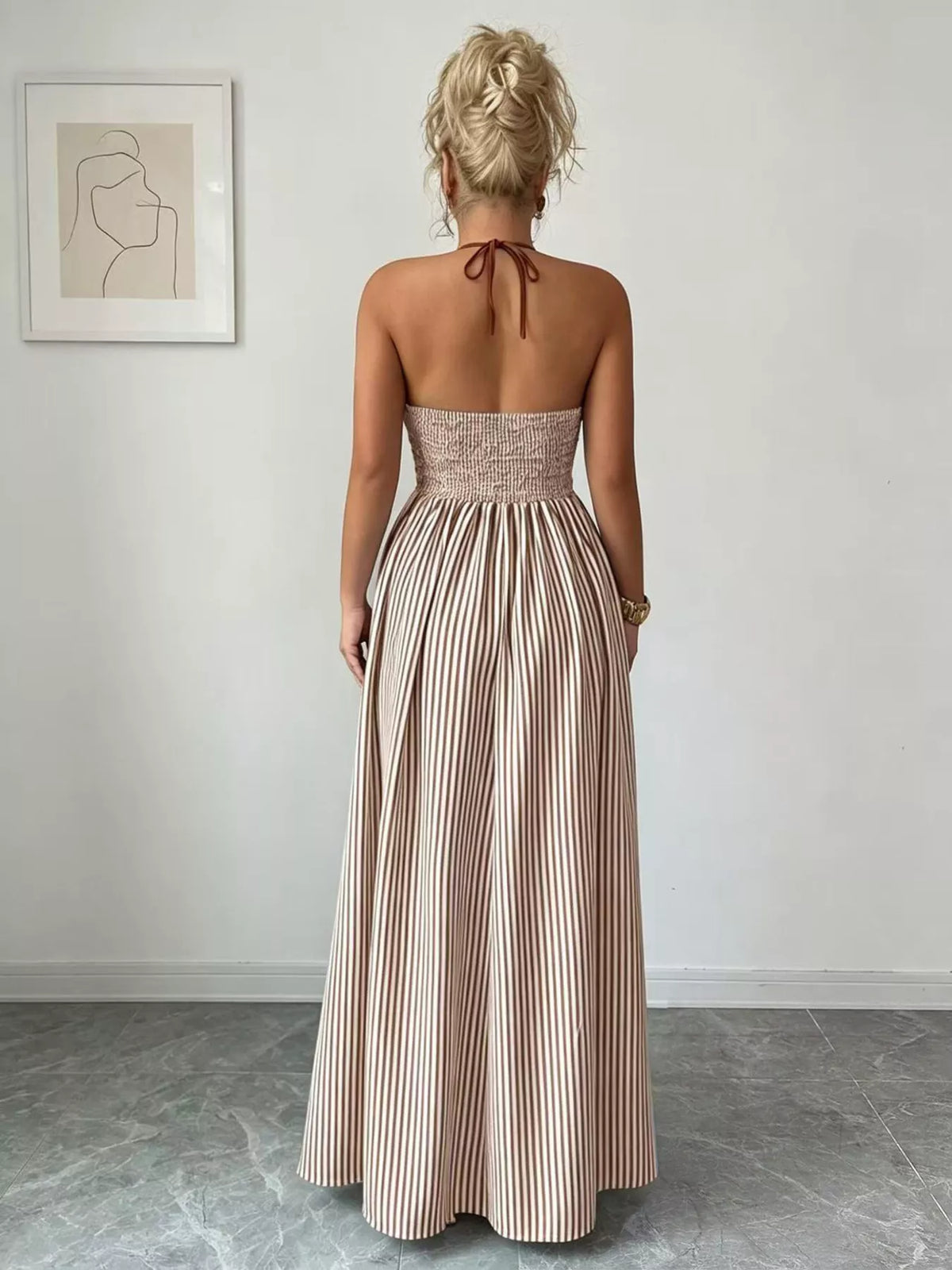 Striped Halter Neck Maxi Dress (8)