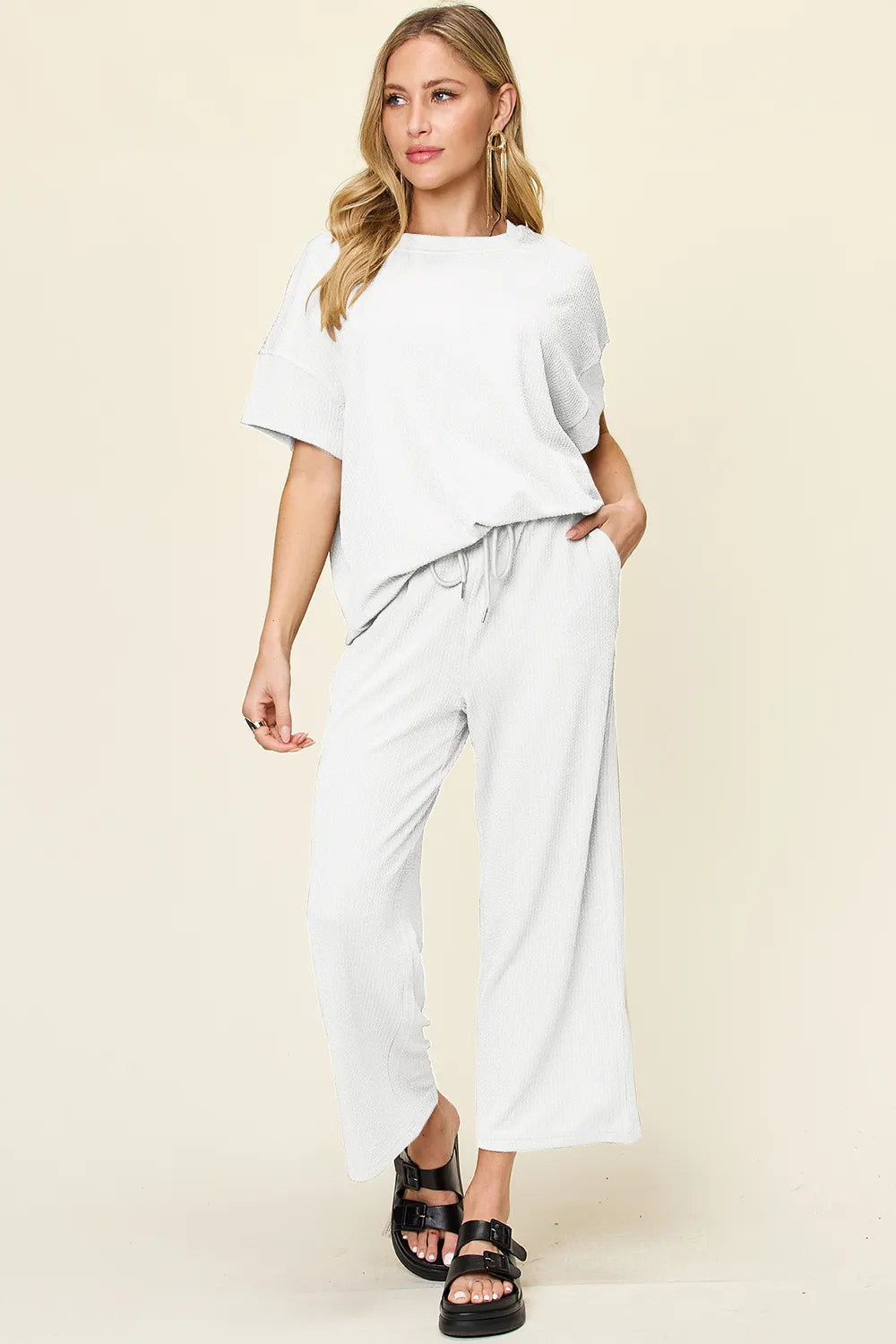 Round Neck Short Sleeve Wide Leg Pants (27)