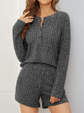 Ribbed Round Neck Top Shorts Set