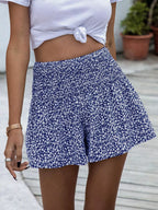 Floral Print Elastic Waist Shorts (5)