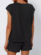Casual Solid Color T-shirt Shorts Set (14)
