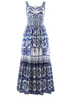 Smocked Printed Wide Strap Dress (6)
