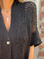 Full Size One Button Openwork Cardigan Plus (7)