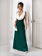 Floral Applique Two Tone Maxi Dress (9)
