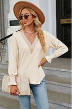 V-neck Flounce Sleeve Blouse (8)