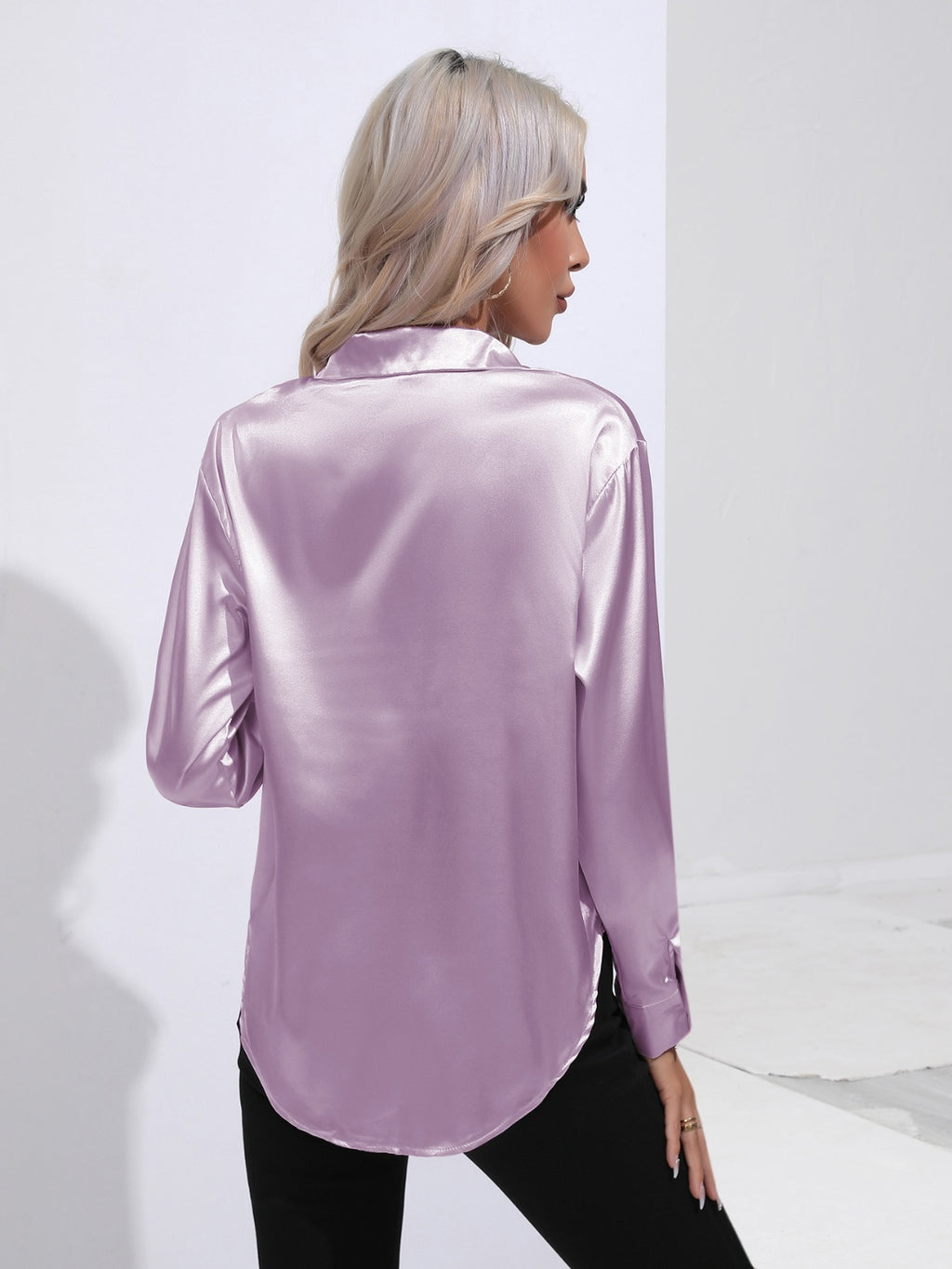 Collared Neck Buttoned Long Sleeve Shirt (15)