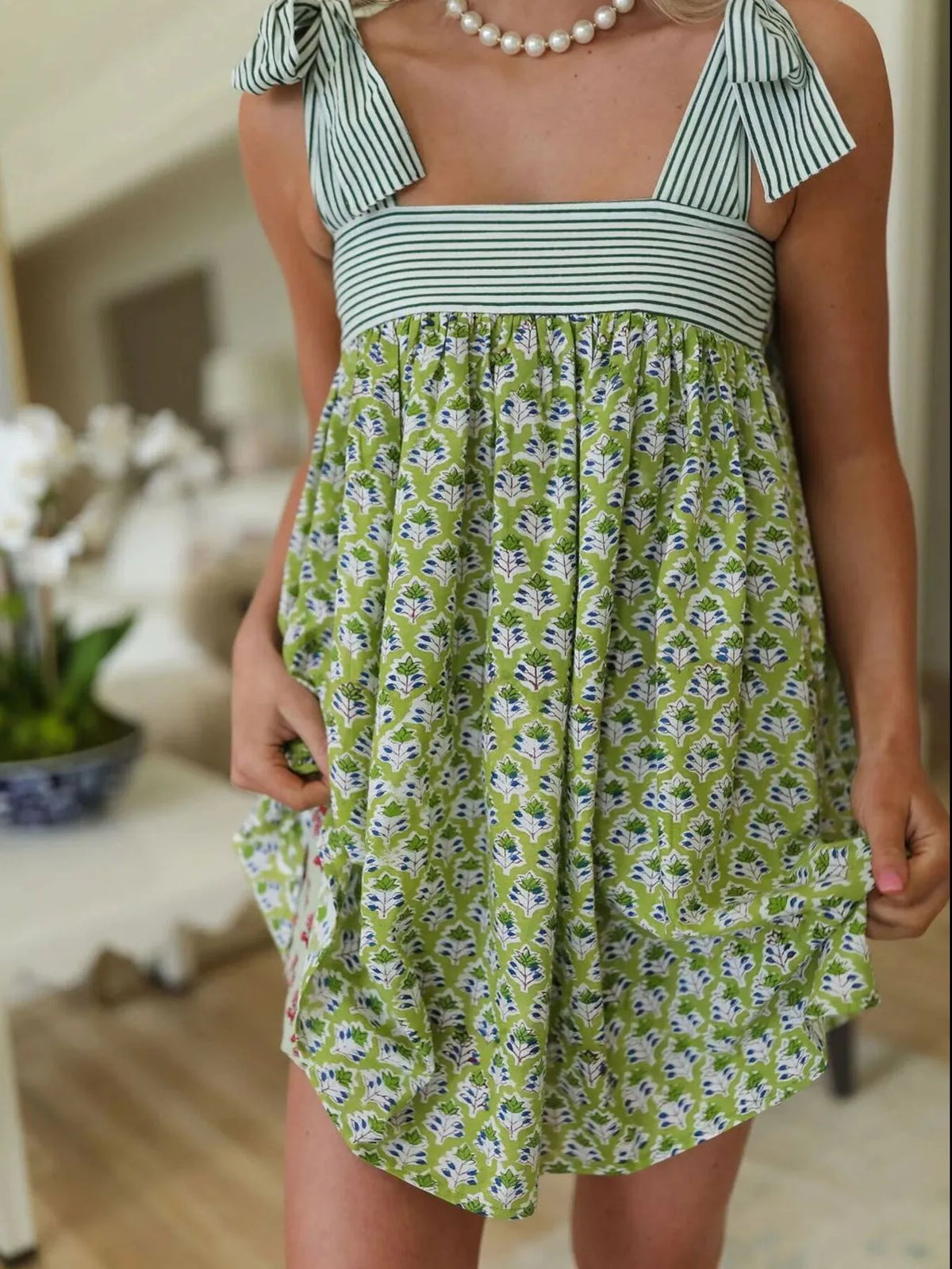 Floral Print Tie Shoulder Summer Dress (4)