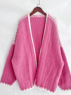 Contrast Open Front Dropped Shoulder Cardigan (10)