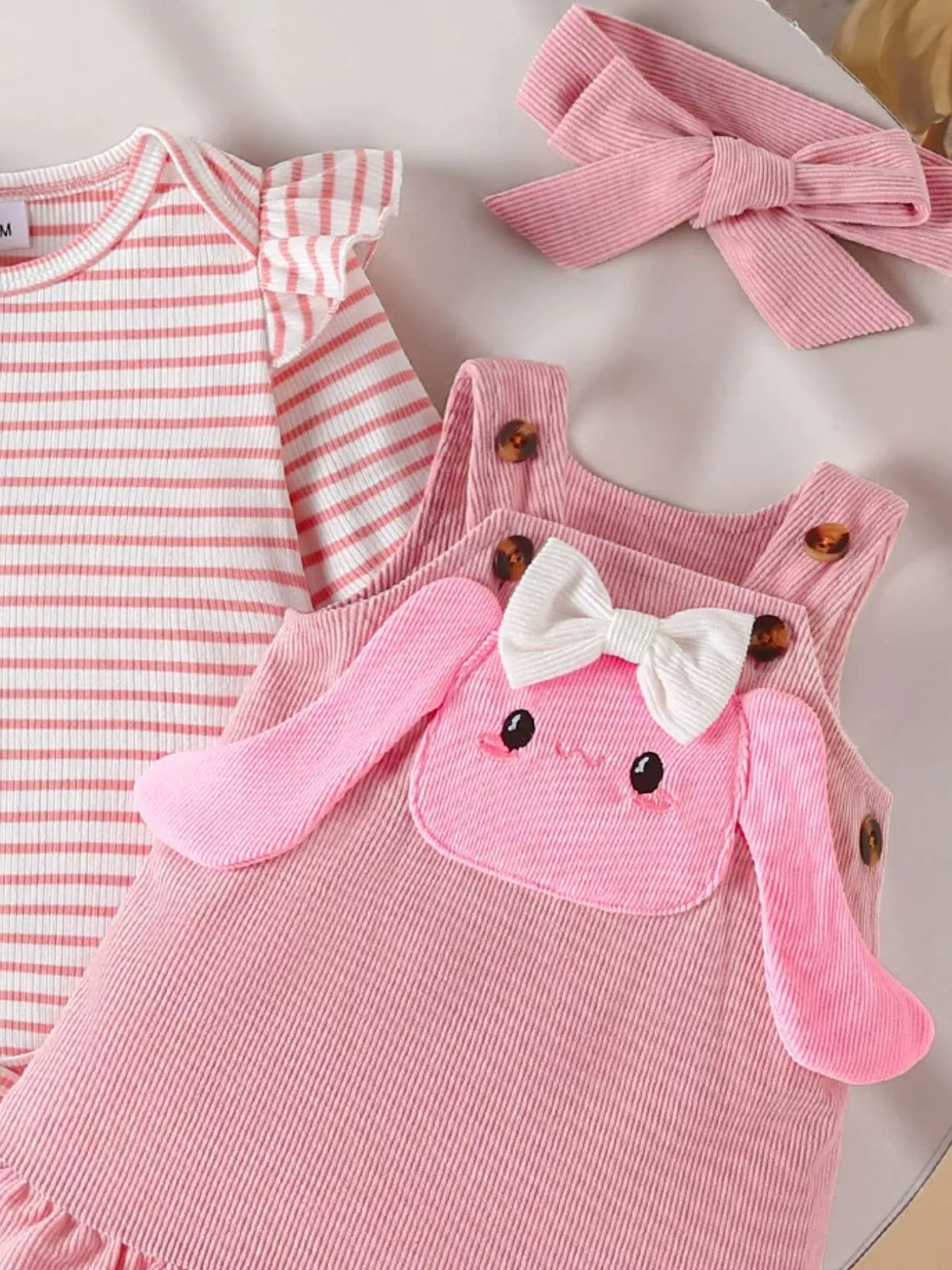 Children's Ruffled Trim Bodysuit Dress Set Headband (6)