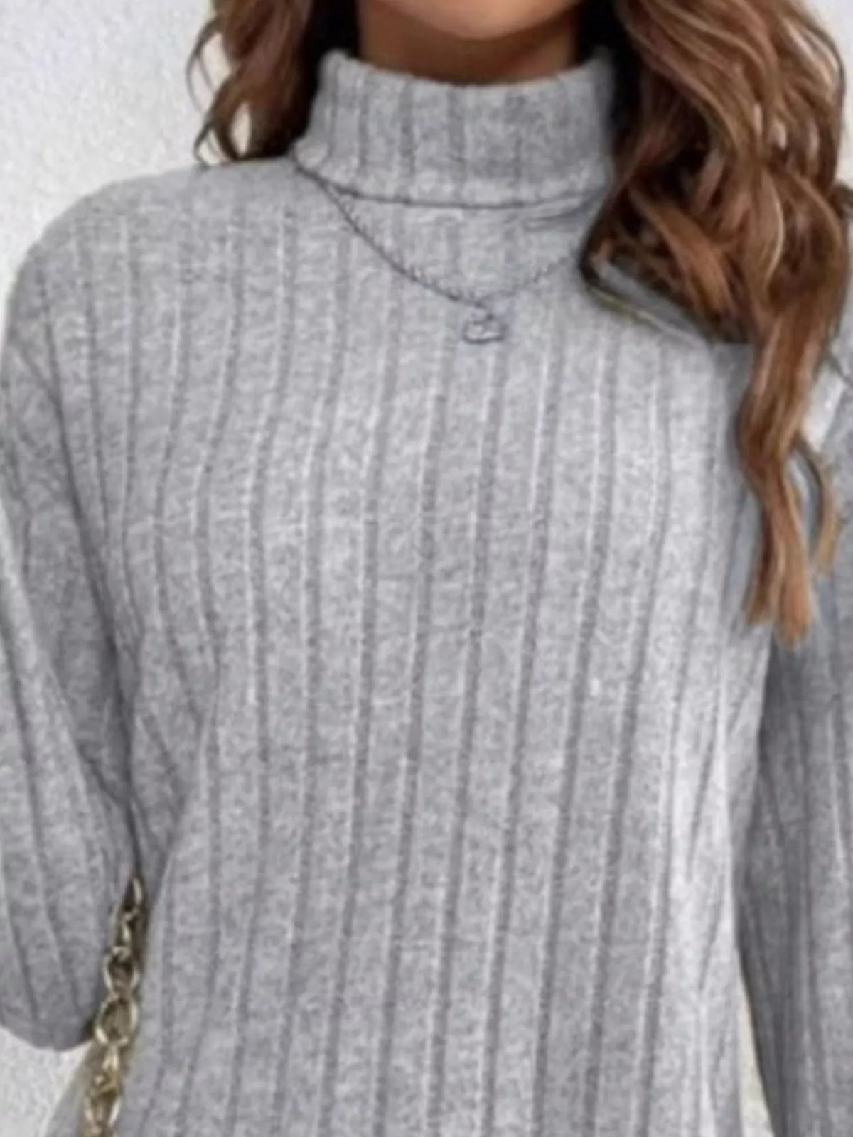 Casual Ribbed Turtleneck Long Sleeve Mini Dress (13)