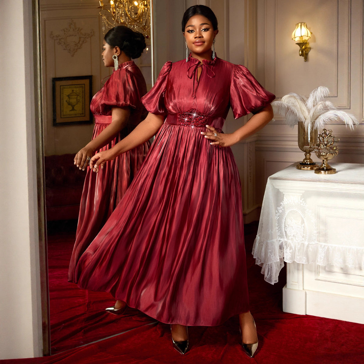 Versatile Non Elastic Lantern Bubble Sleeve Dress photo 1