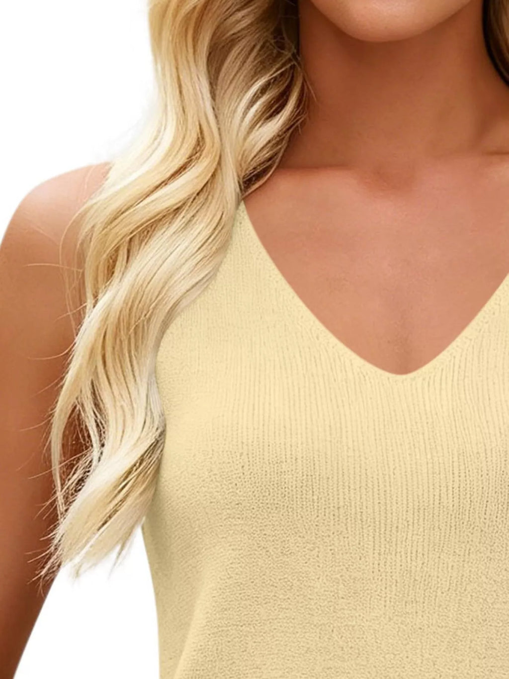 V-neck Ribbed Knit Tank Top (5)