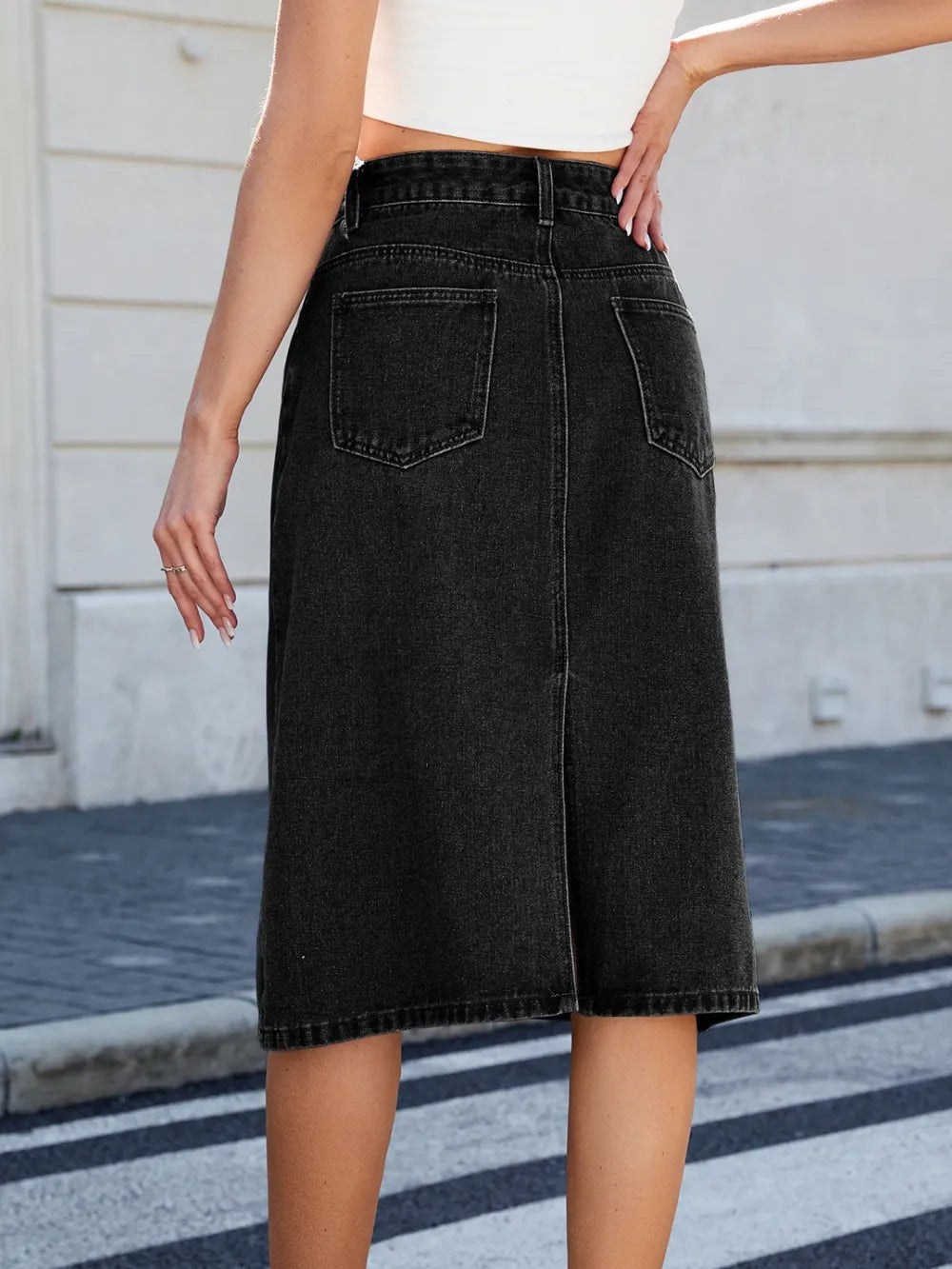 Slit Back Midi Denim Skirt (15)