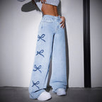 Printed Straight-leg Wide-leg Jeans photo 2