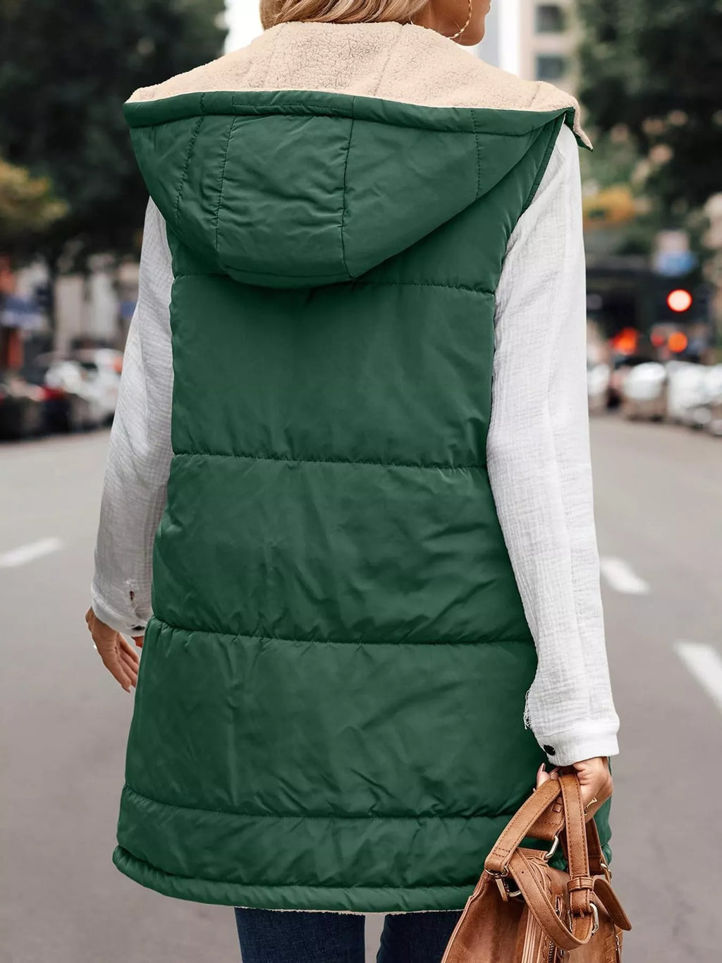 Full Size Hooded Sherpa-lined Puffer Vest Coat Plus (34)