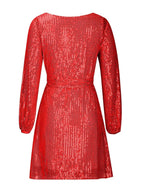 Sequin Tie Waist Long Sleeve Mini Dress (10)
