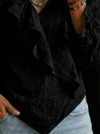 Full Size Ruffled Long Sleeve Blouse Plus (6)