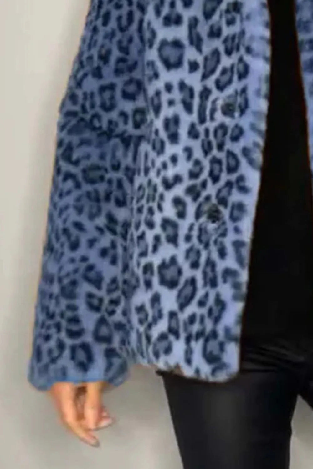 Full Size Leopard Furry Collared Neck Long Sleeve Coat (10)