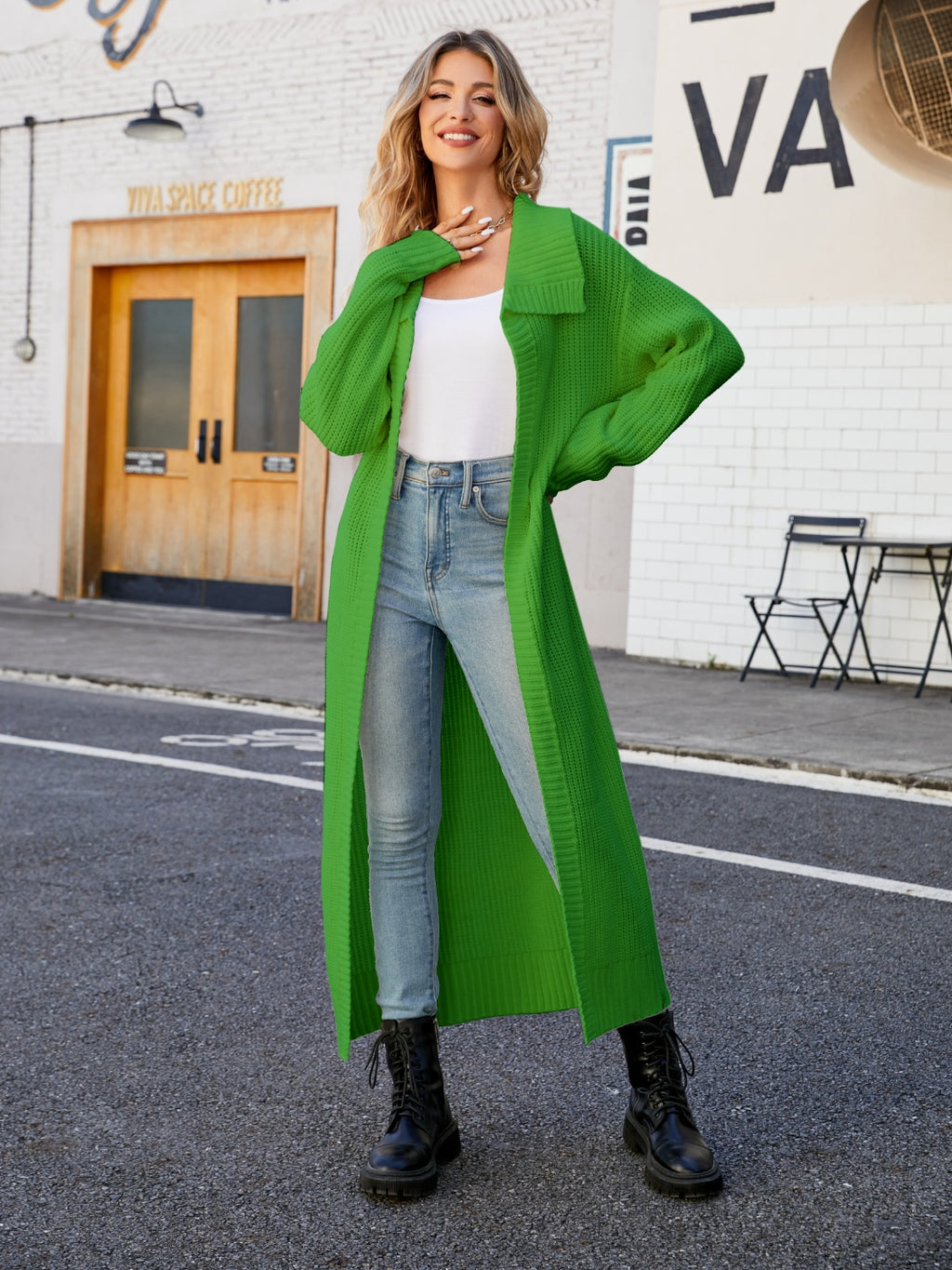 Full Size Collared Open Front Duster Cardigan (2)
