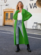 Full Size Collared Open Front Duster Cardigan (2)
