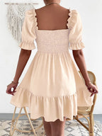 Smocked Square Neck Short Sleeve Dress (6)