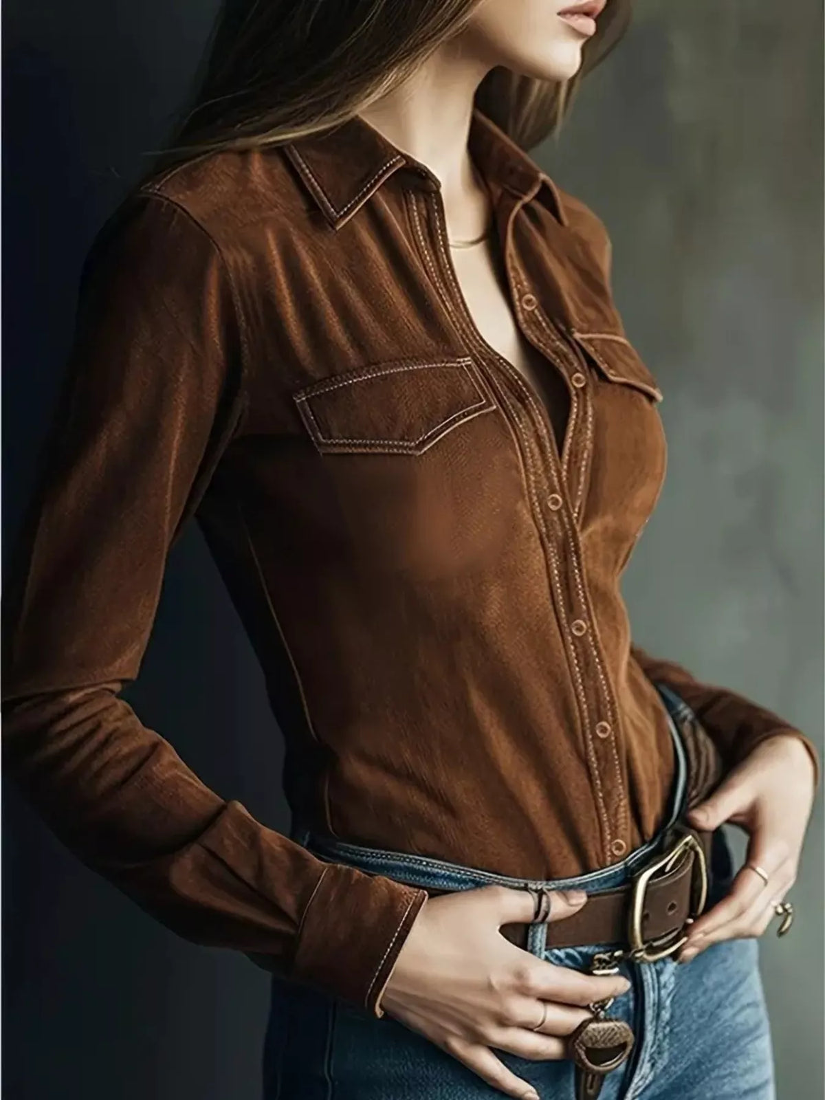 Suede Button-down Shirt (2)