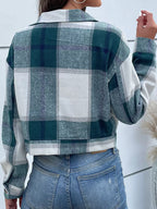 Plaid Button-front Cropped Jacket (23)