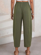 Full Size Drawstring Wide Leg Cropped Pants Plus (2)