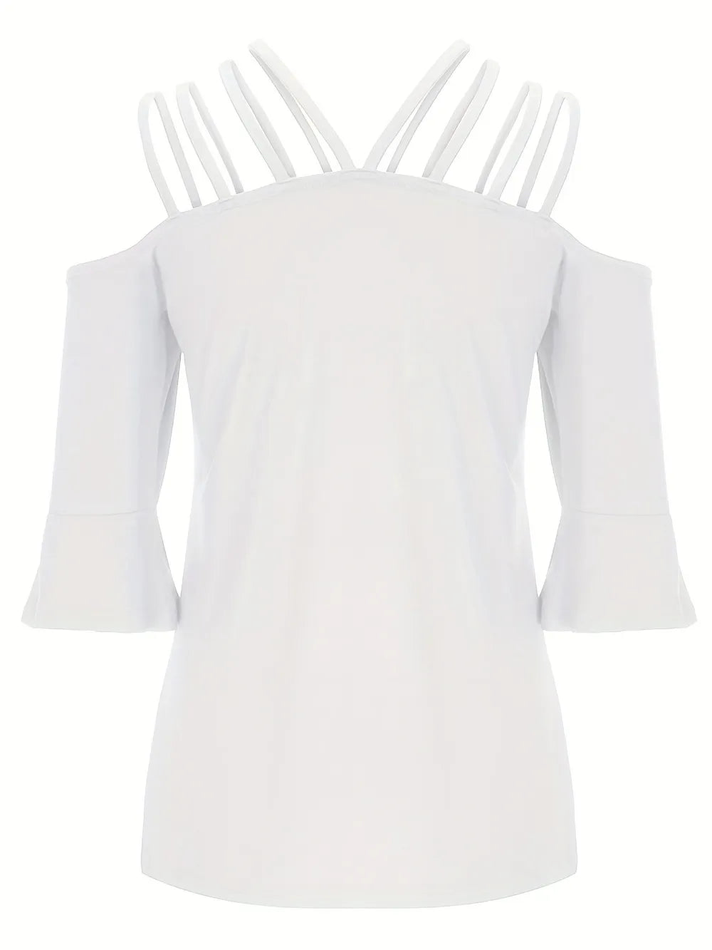 Full Size Cold Shoulder Three-quarter Sleeve Blouse (4)