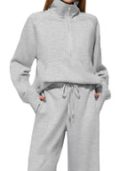 Half Zip Long Sleeve Top Pants Set (15)